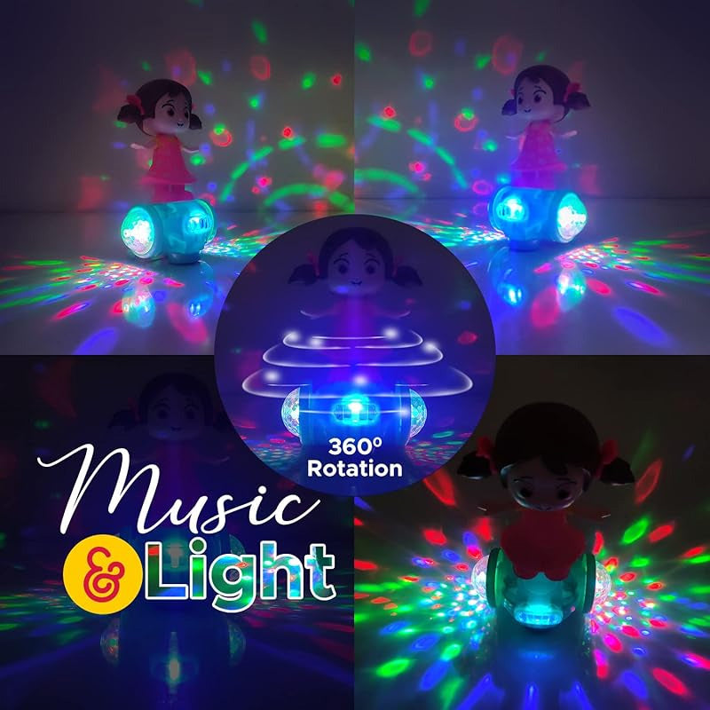 Dancing Fashion Girl Toy with Lights & Music – 360° Rotating Action Toy for Kids