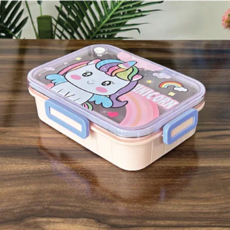 Cute Cartoon Stainless Steel Lunch Box – 2 Containers for Kids