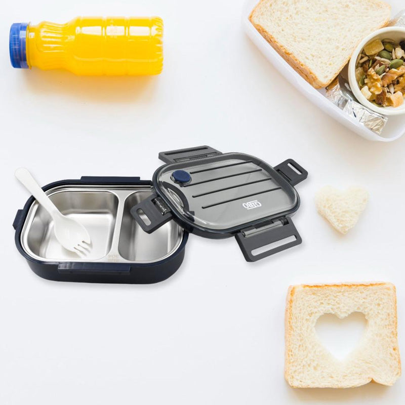 GIBO 2-Compartment Lunch Box – Stainless Steel Leakproof Food Storage Container with Spoon