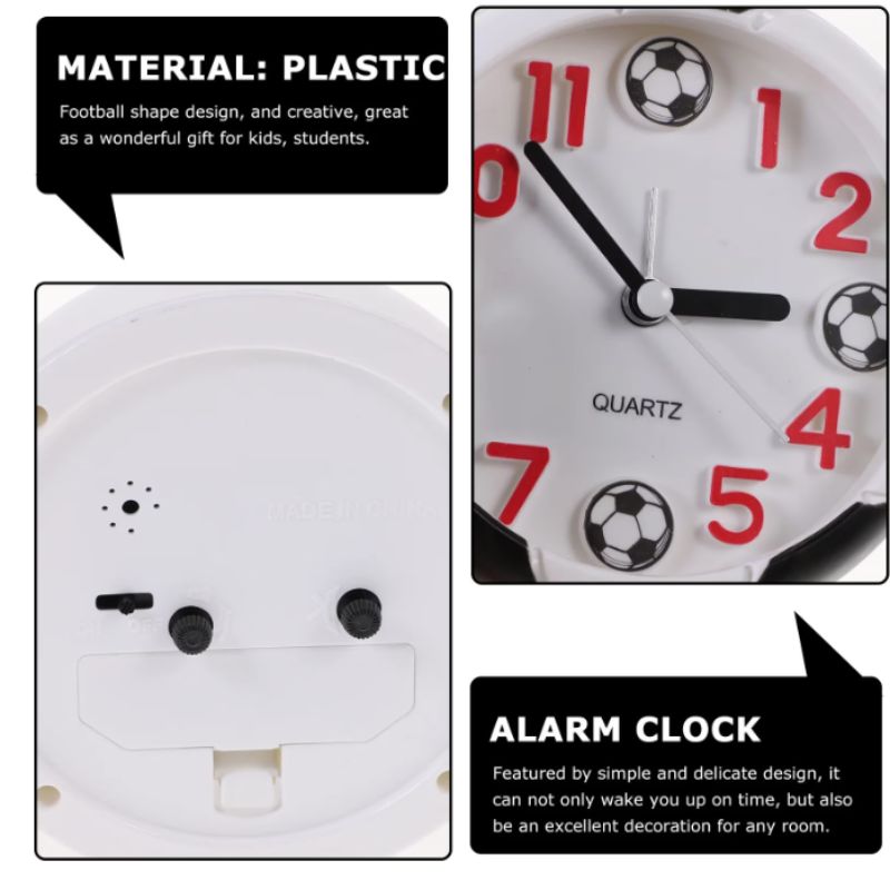 Football Soccer Alarm Clock – Vintage Bedside & Desktop Clock for Kids & Students