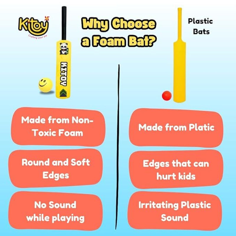Kids Foam Cricket Bat and Ball Set – Soft Safe Cricket Toy for Boys & Girls(Multicolor)