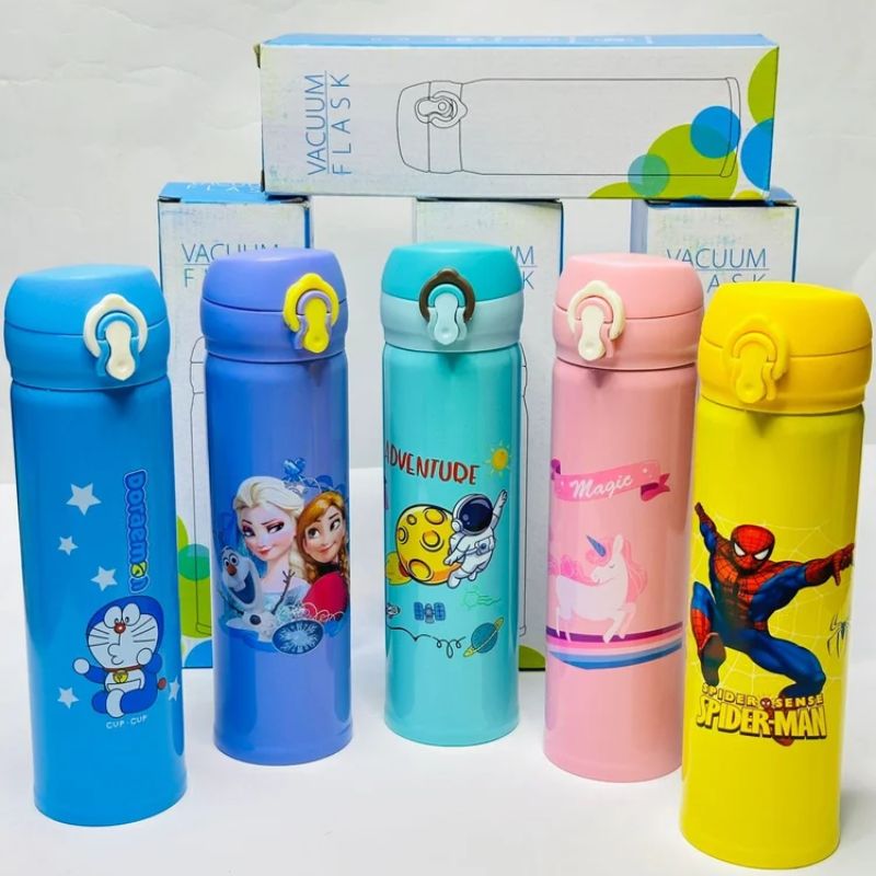 Stainless Steel Cartoon Vacuum Flask – 500 mL Flip Cap for Kids