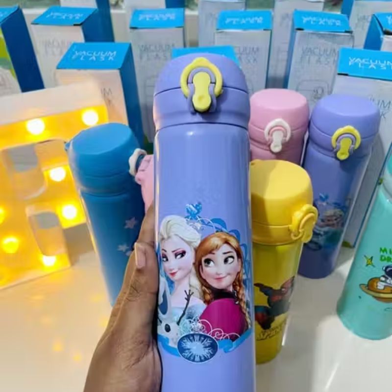 Stainless Steel Cartoon Vacuum Flask – 500 mL Flip Cap for Kids