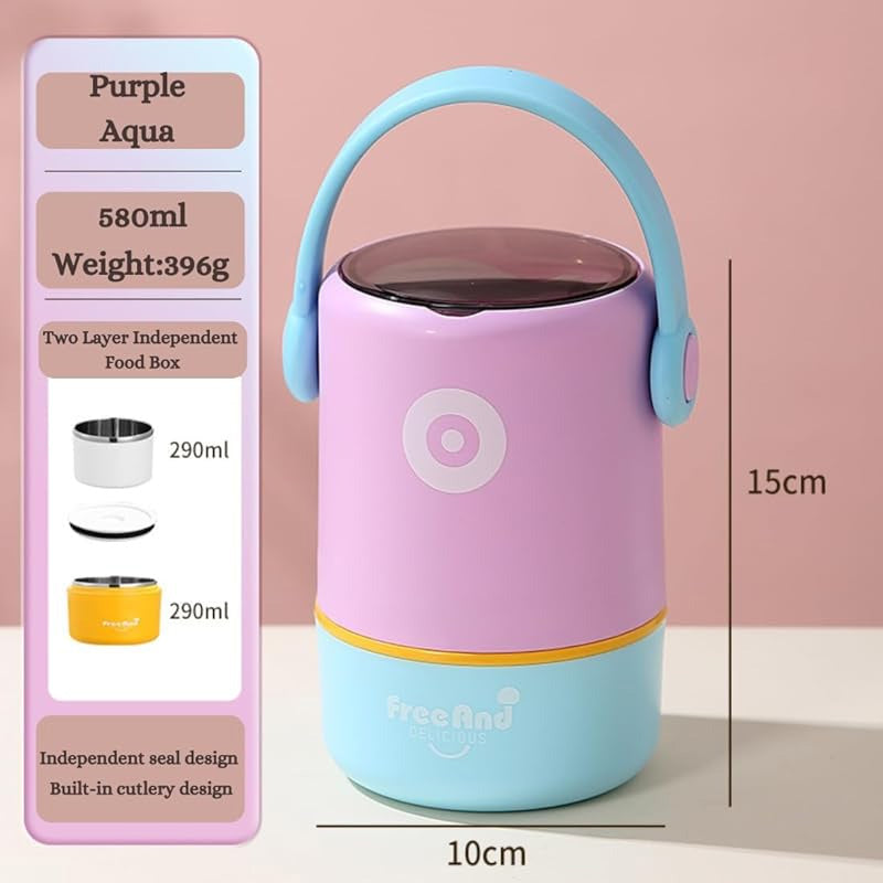 2-Tier Stackable Insulated Lunch Box – Hot & Cold Leak-Proof Food Container