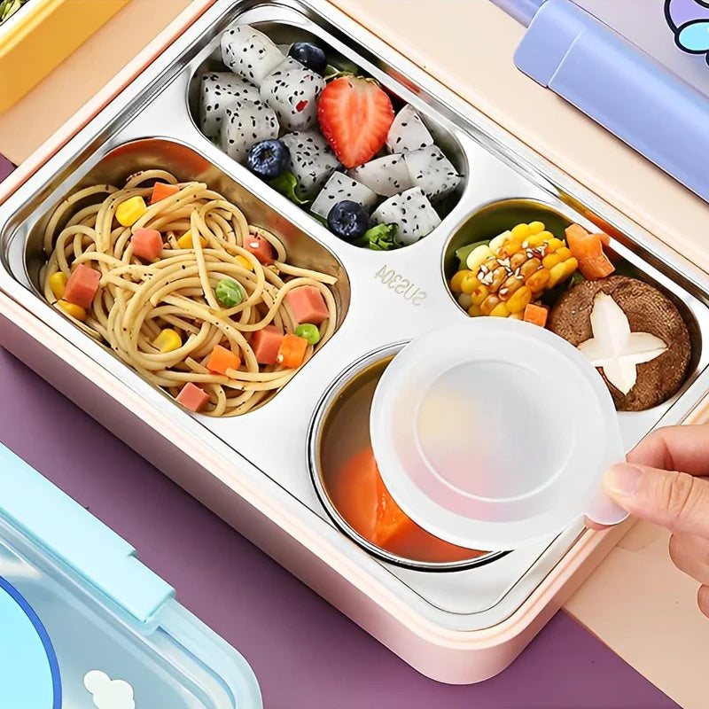 Lunch Box | Ben Duck 4 Compartment Stainless Steel Thermal Lunch Box with Soup Bowl