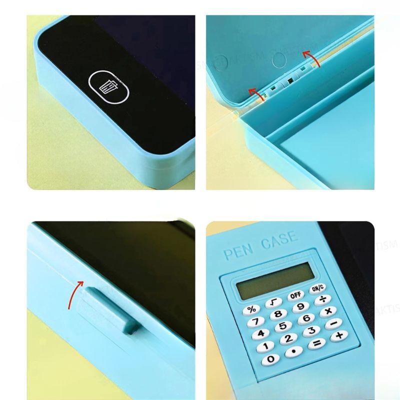 Stdent Pencil Box With Calculator And Lcd Writing Pad