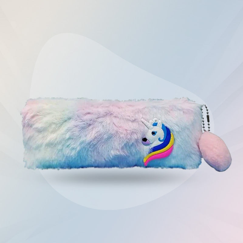 Multipurpose Unicorn Soft Fur Pouch for Girls School Pouch
