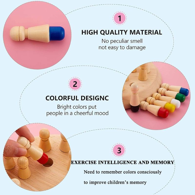 Wooden Memory Chess – Kids Matchstick Logic Game