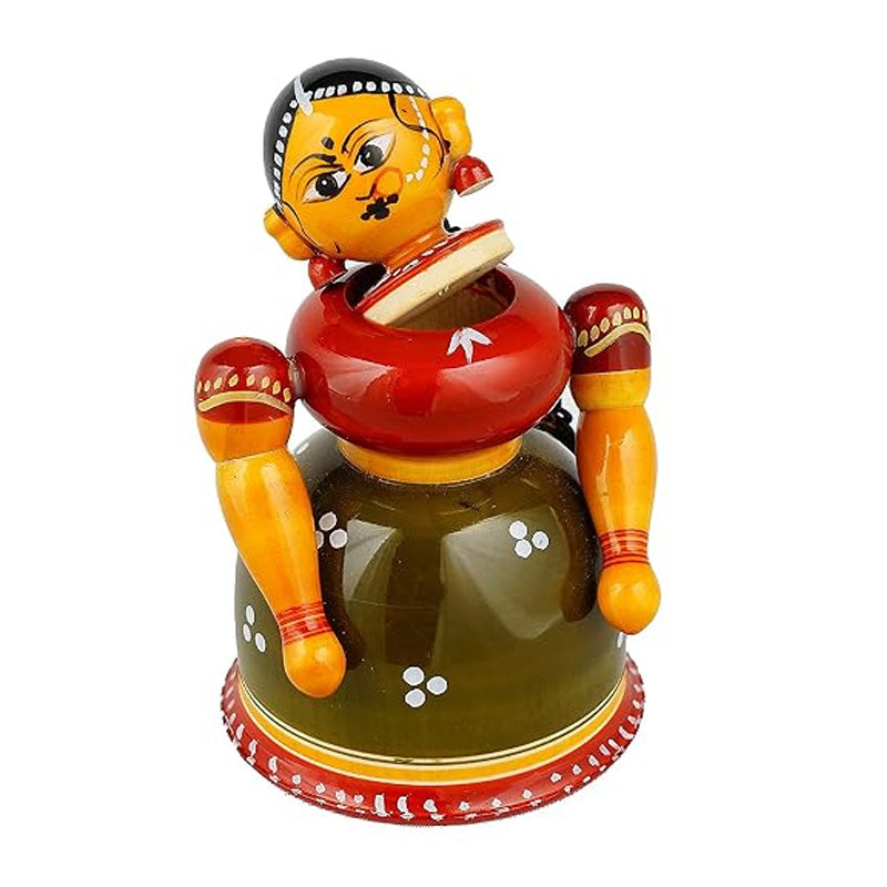 Lady Butta Bomma Doll | Handmade Channapatna Wooden Decorative Storage Doll | Channapatna Toys