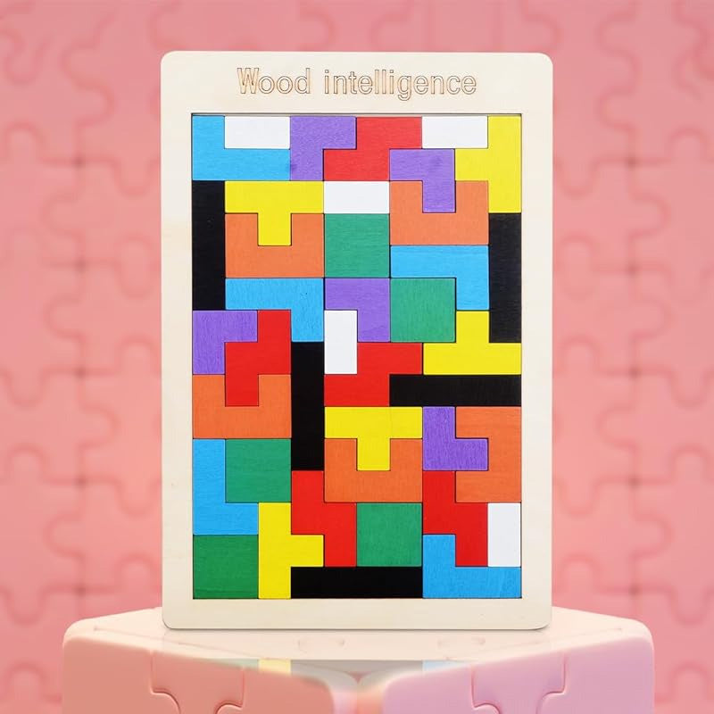 Wooden Jigsaw Tetris Puzzle – Colorful Brain Development Toy for Kids