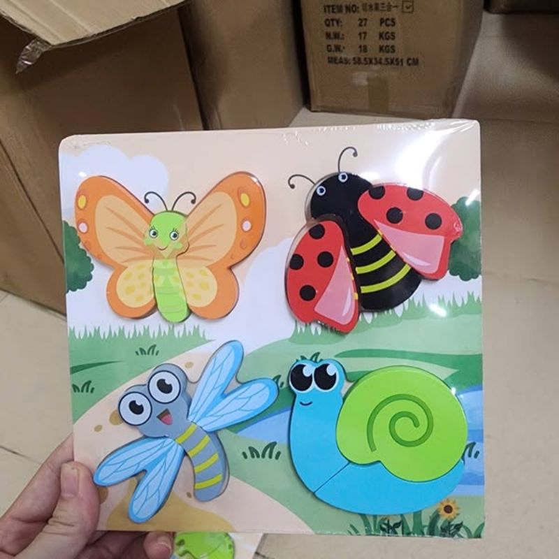 Wooden Animal Puzzles for Toddlers – Educational Toy (1–3 Years)