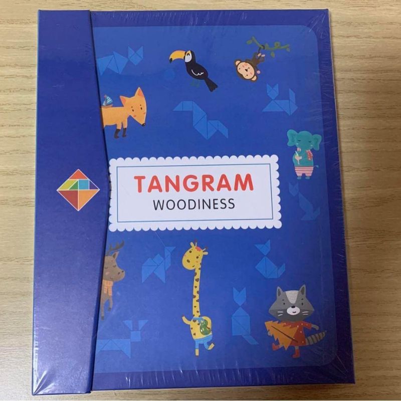 Wooden Tangram Puzzle with Magnetic Book – Educational Toy for Kids 3+w