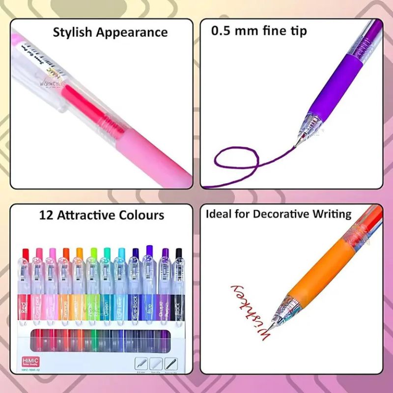 Gel Pen Set | Retractable Colourful Gel Pens for Kids