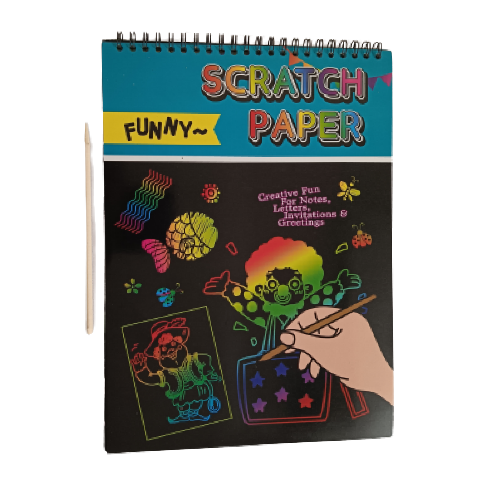 A4 Scratch Note Book with Wooden Pencil for Kids | Scratch Book