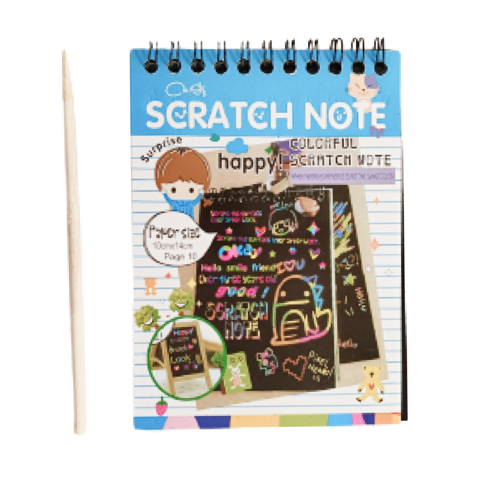 A6 Scratch Note Book with Wooden Pencil for Kids | Scratch Book
