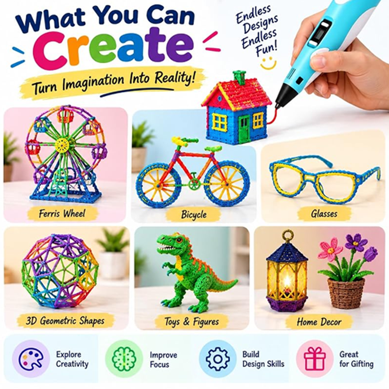 3D Pen | Drawing Pen with Colorful Filaments – Creative DIY Art & Craft Kit