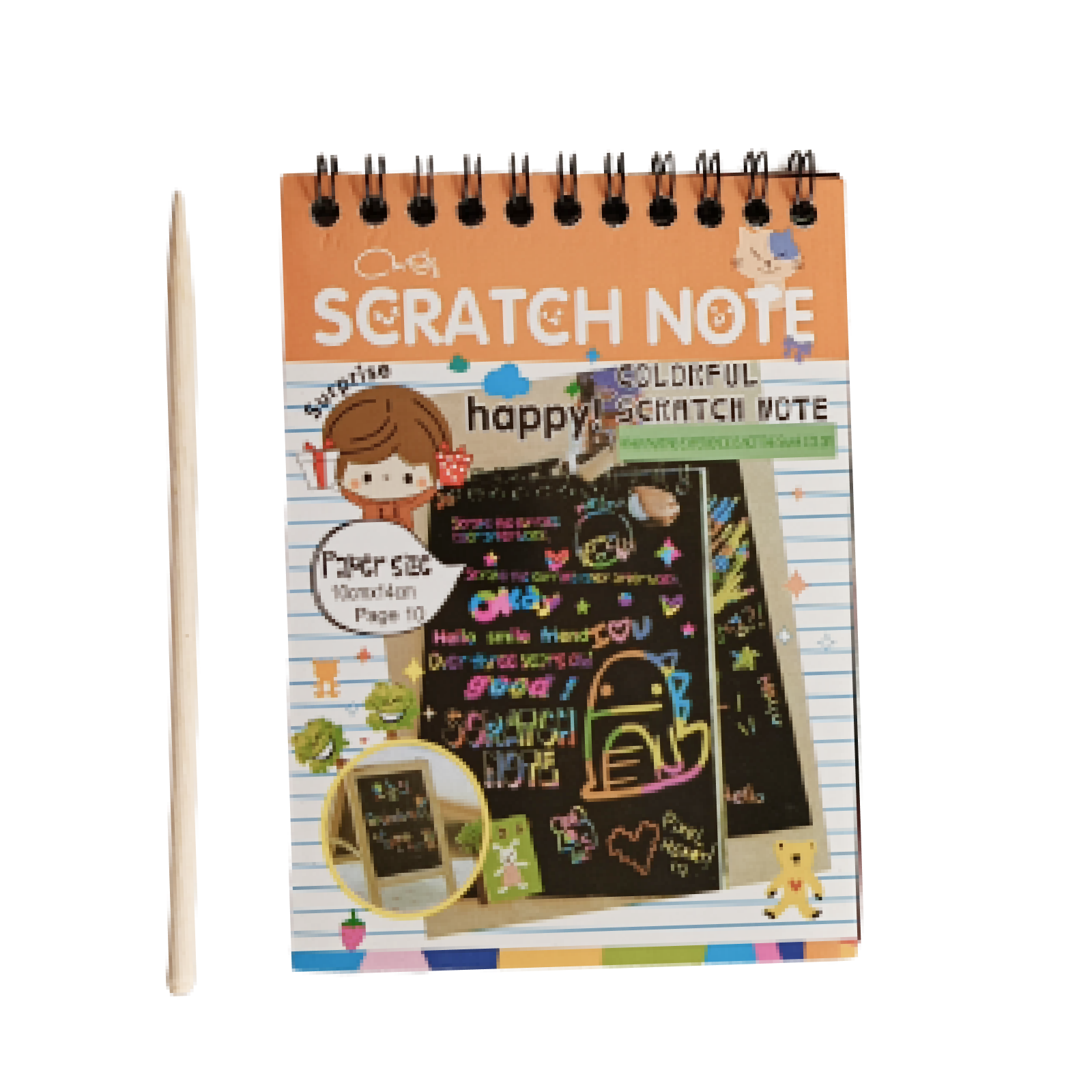 A6 Scratch Note Book with Wooden Pencil for Kids | Scratch Book