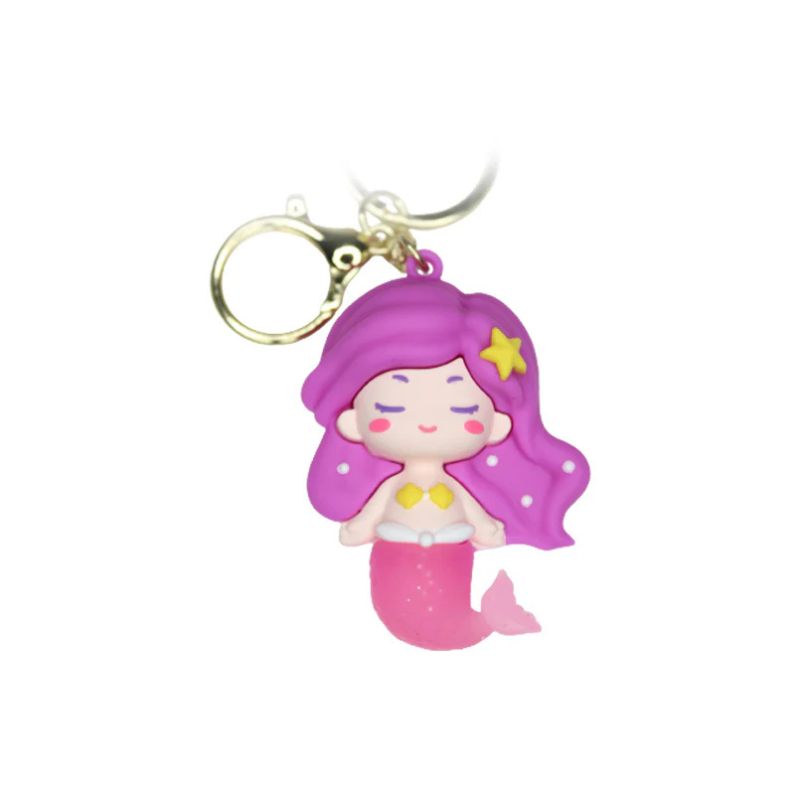 Mermaid Cartoon Style Keychain with Band  | Cute Key Ring for Girls & Kids