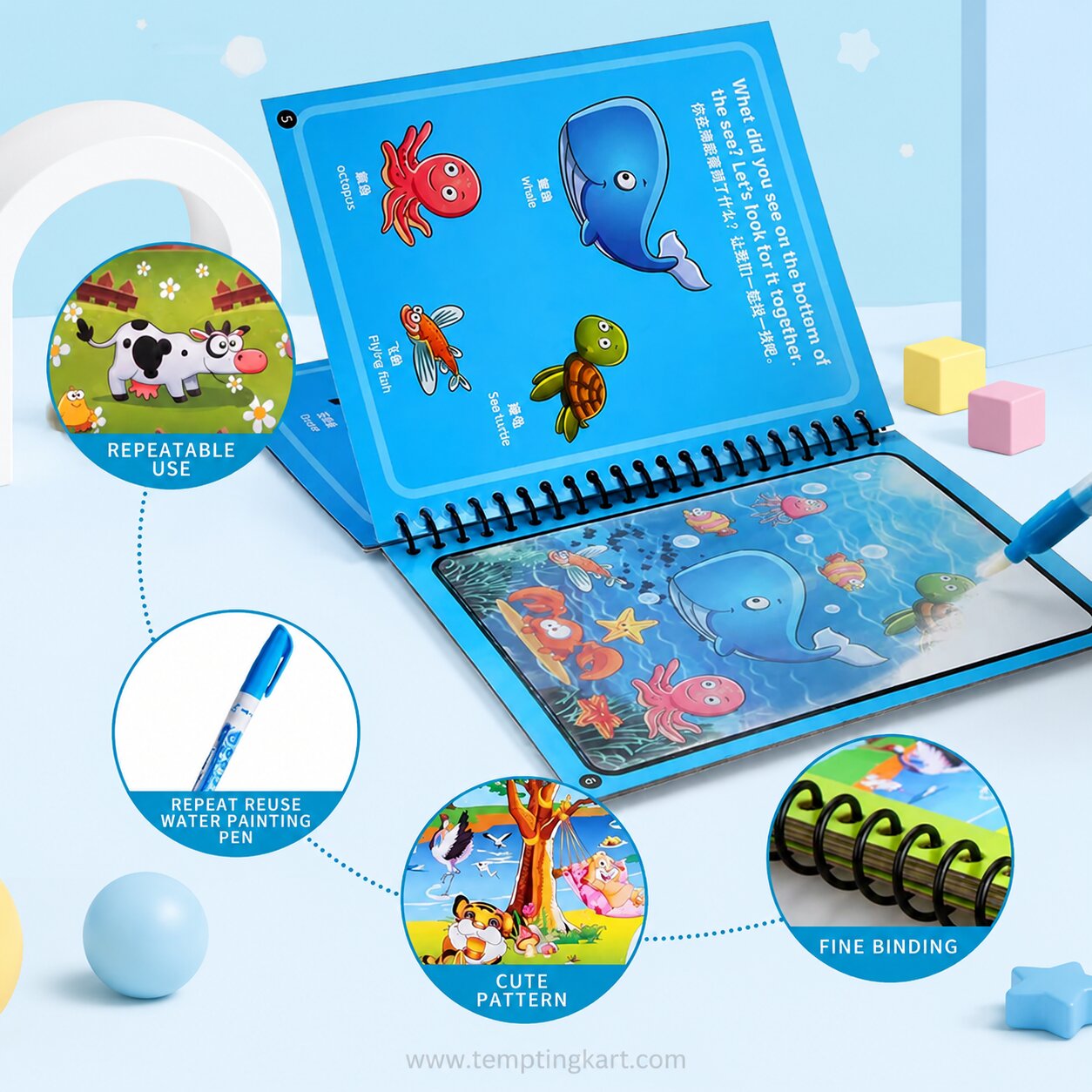 A5 Reusable Magic Water Painting Book with Magic Doodle Pen