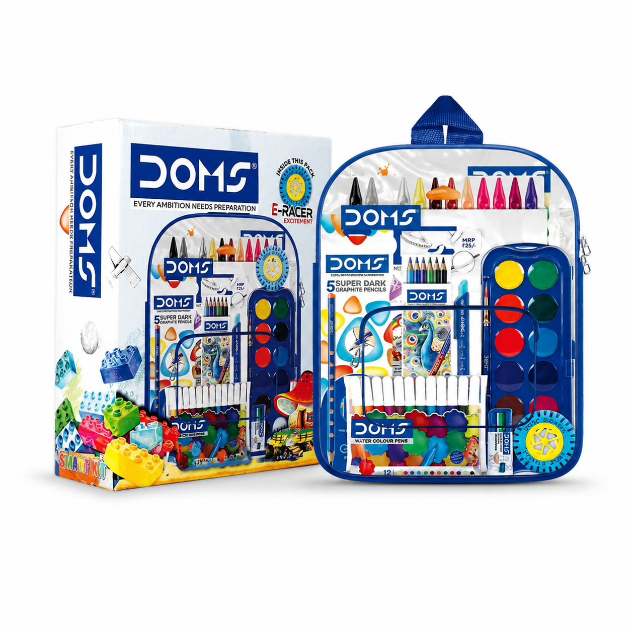 DOMS Smart Kit 7160 Complete Drawing & Coloring Set for Kids | Art & Craft Gift Kit with Water Colours, Crayons, Colour Pencils & Accessories