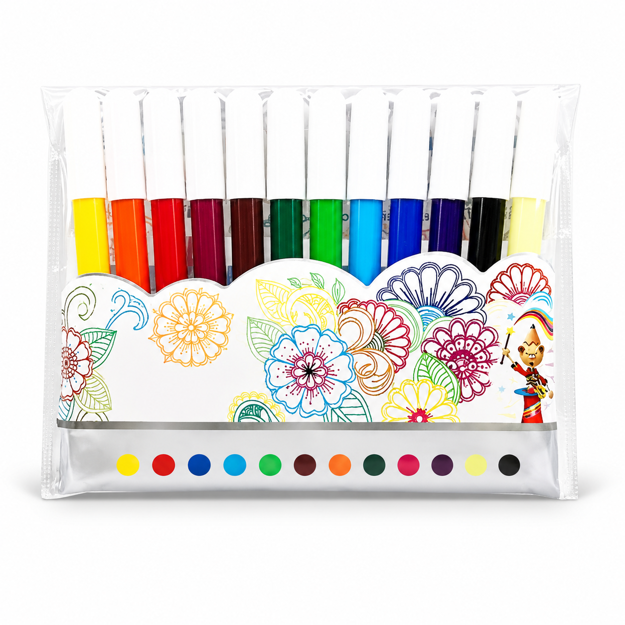 DOMS Water Colour Pens 12 Shades Set | Brilliant Washable Colouring Pens for Kids, Students & Artists