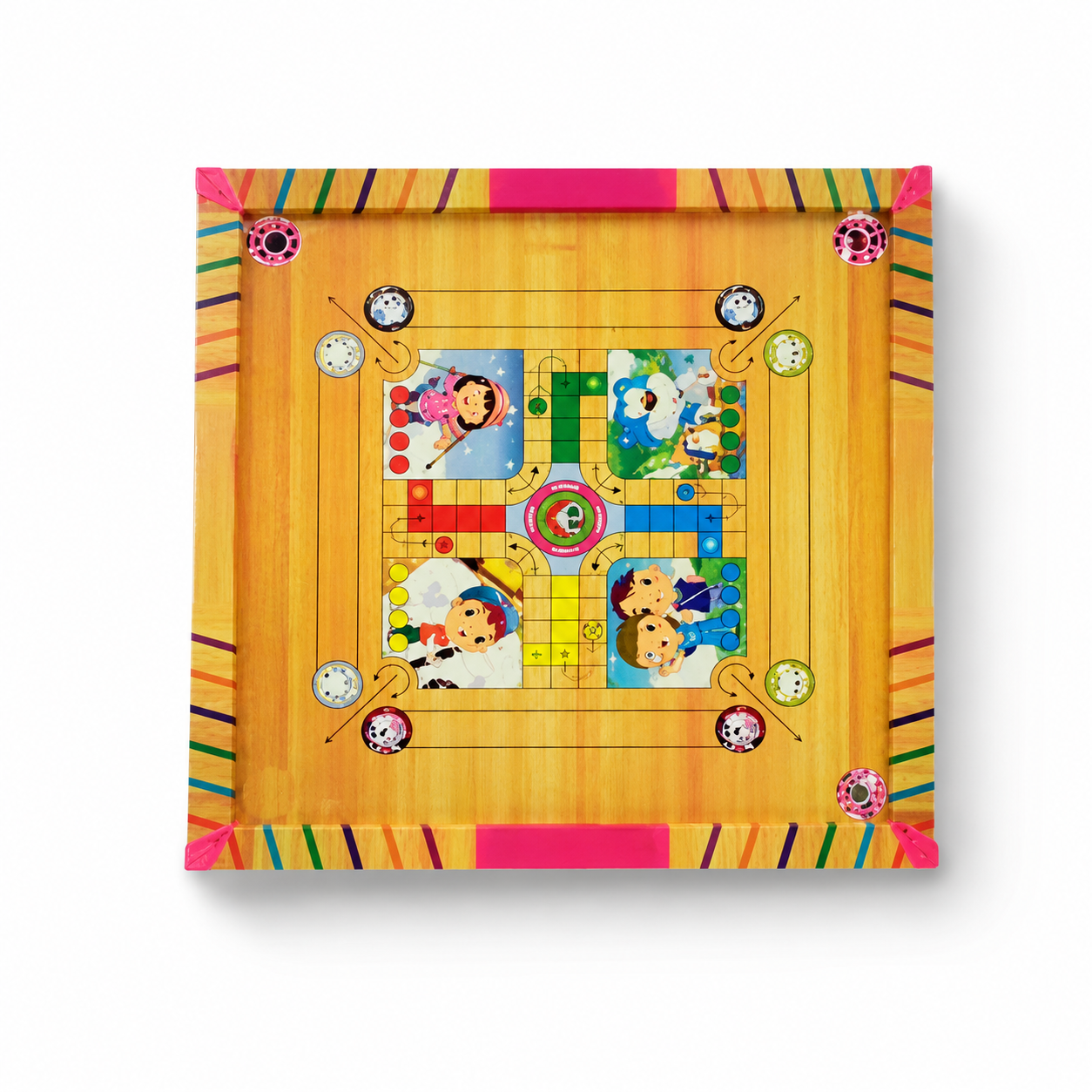 Romance Cartoon Ludo & Carrom Board Game for Kids and Family – Double-Sided Indoor Board Game