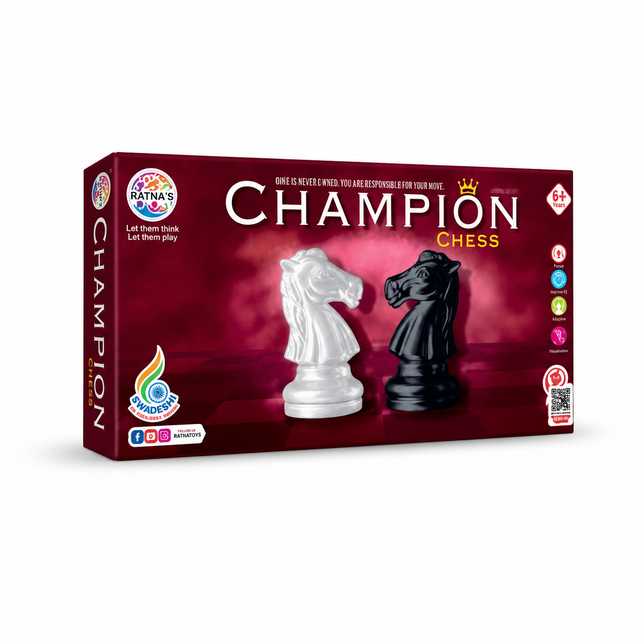 Champion Chess Jr. Educational Chess Board Game for Kids & Adults | Strategy & Brain Development Game