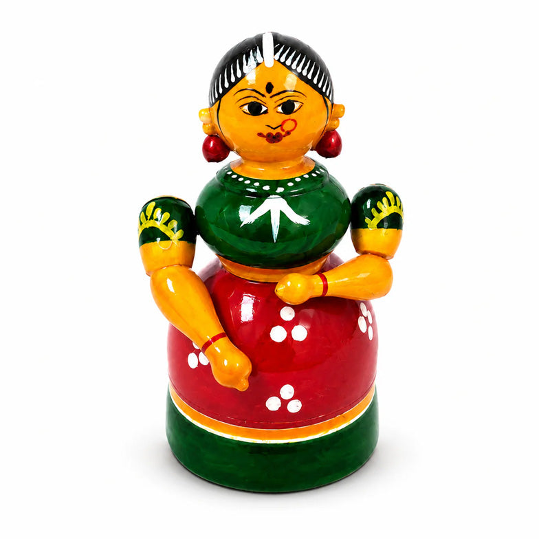 Lady Butta Bomma Doll | Handmade Channapatna Wooden Decorative Storage Doll | Channapatna Toys
