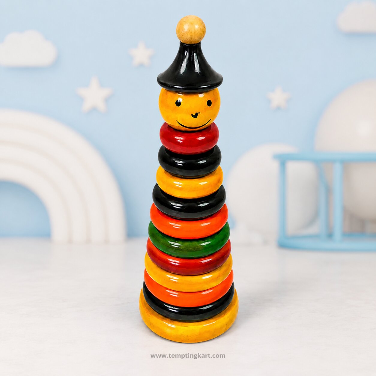 Channapatna Toys | Wooden Ring Stacker Toy | Handmade Educational Stacking & Sorting Toy for Kids