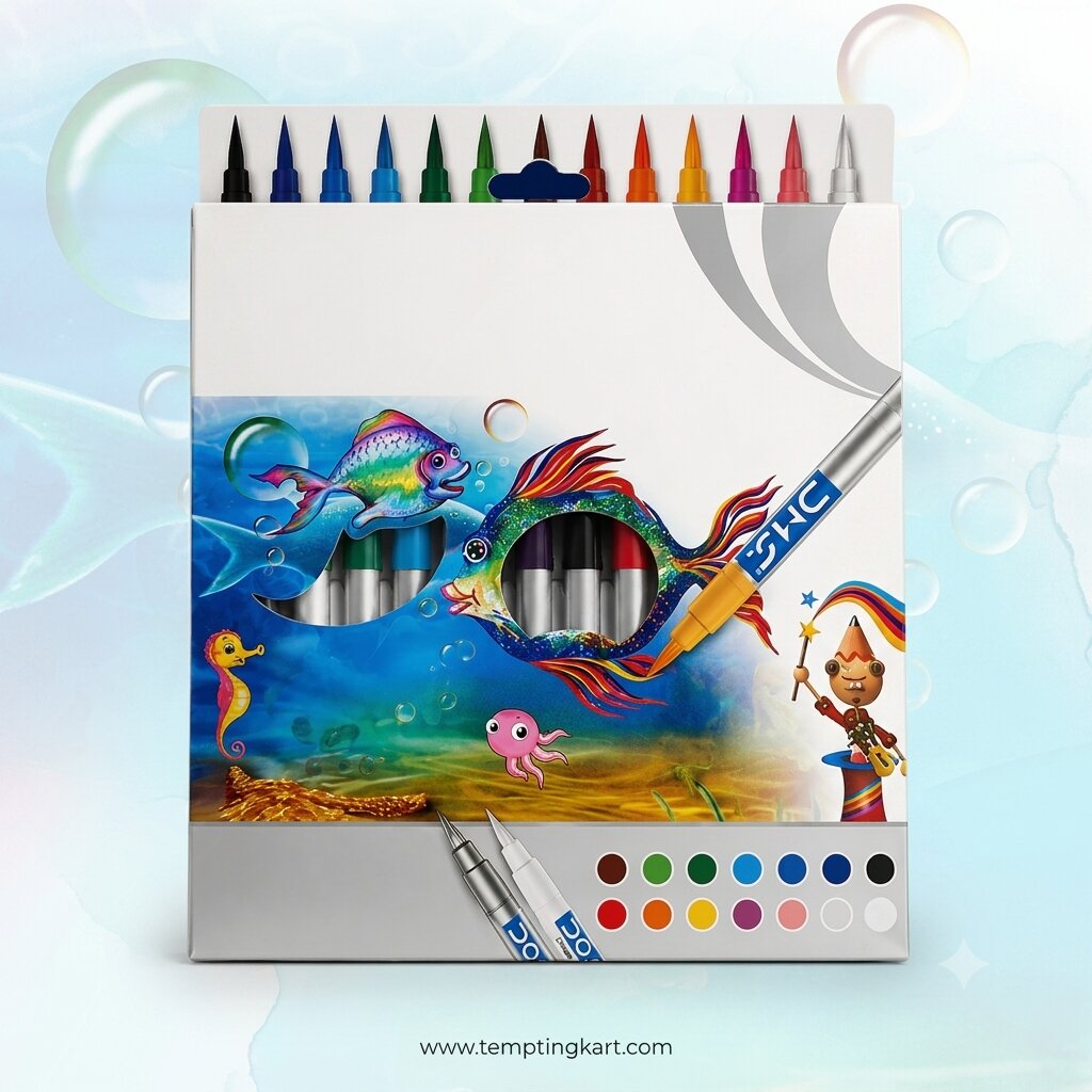 DOMS Brush Pens Set 13 Shades (12 Brush Pens + 1 Blender Pen) | Soft Tip Water-Based Coloring Pens for Calligraphy, Drawing & Art