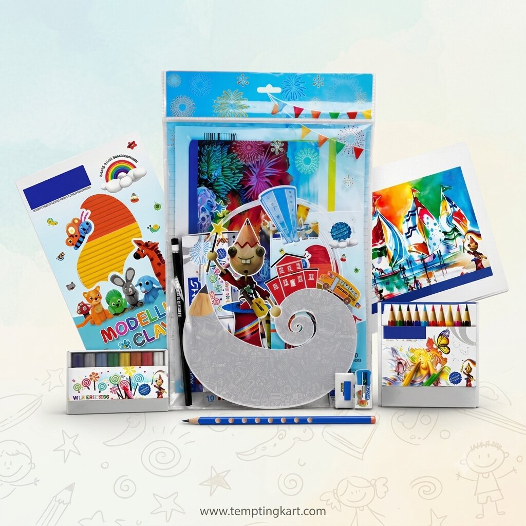 DOMS Fun Fiesta Art & Stationery Kit for Kids | Complete Creative Learning & Drawing Set (Art No. 80063)
