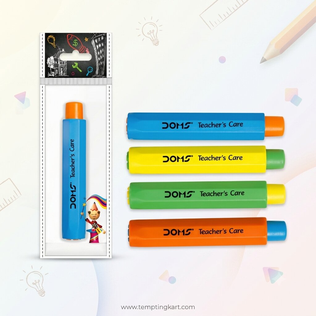 DOMS Teacher's Care Chalk Holder – Dustless Chalk Holder for Teachers & Classrooms (Assorted Colors)
