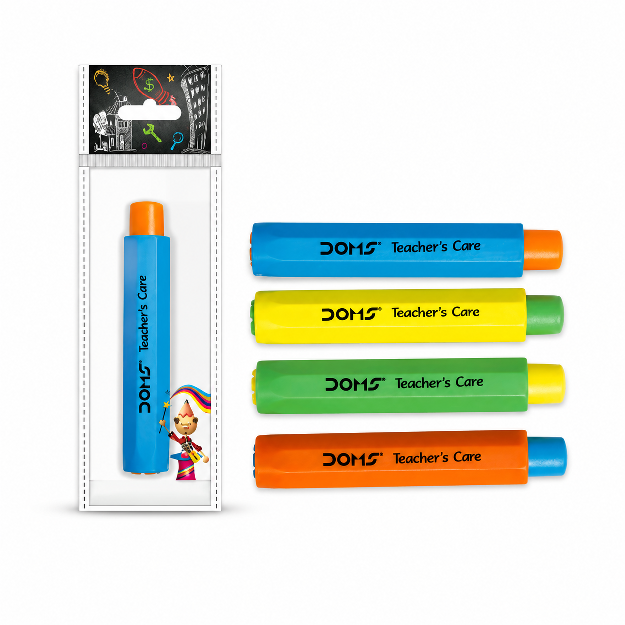 DOMS Teacher's Care Chalk Holder – Dustless Chalk Holder for Teachers & Classrooms (Assorted Colors)