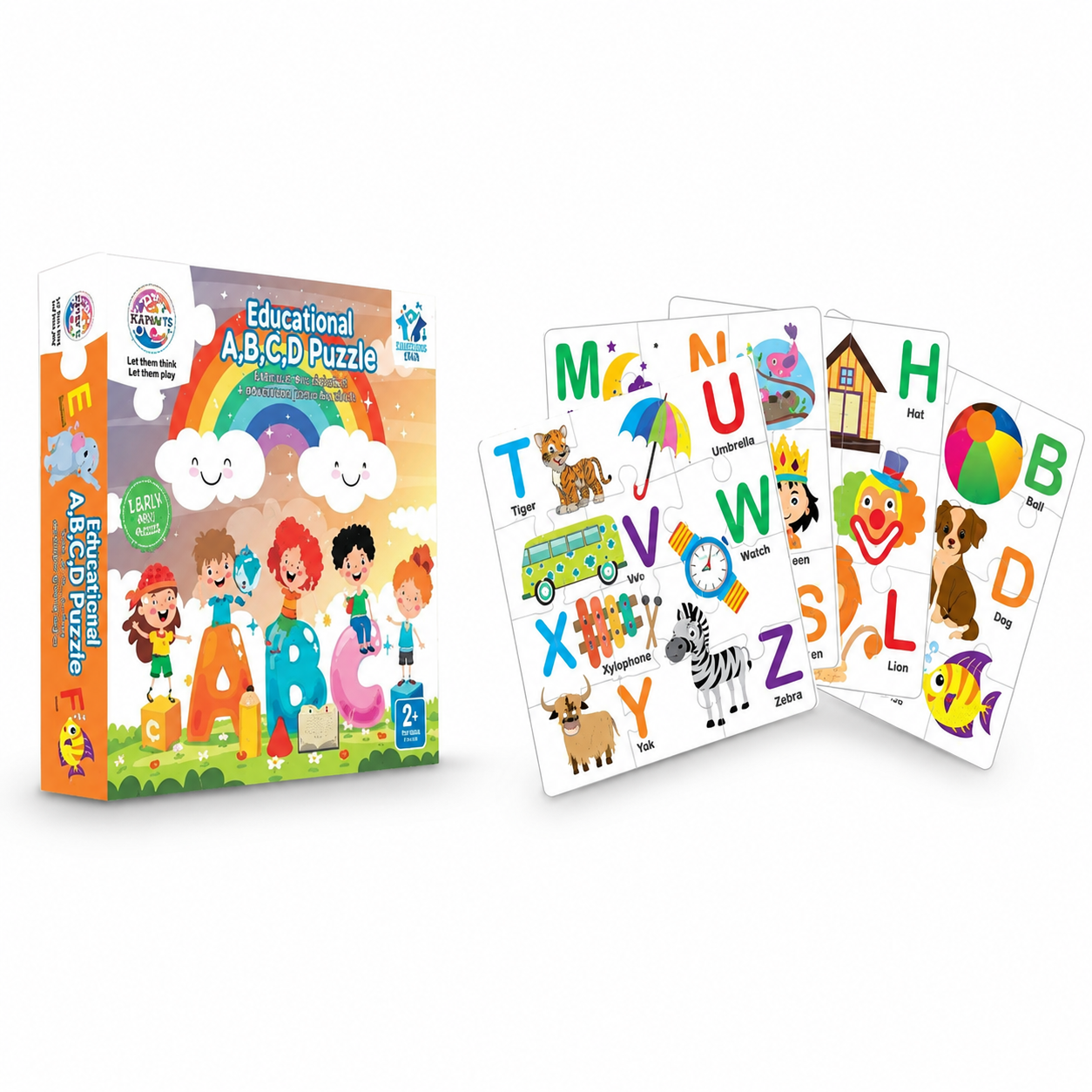 Educational ABCD Jigsaw Puzzle for Kids – Alphabet Learning Board Game with Picture Matching Cards