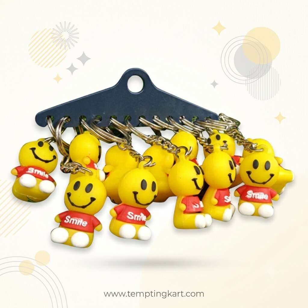 Keychains | Cartoon Smile Keychain | Cute Yellow Emoji Key Ring for Kids & Gifts