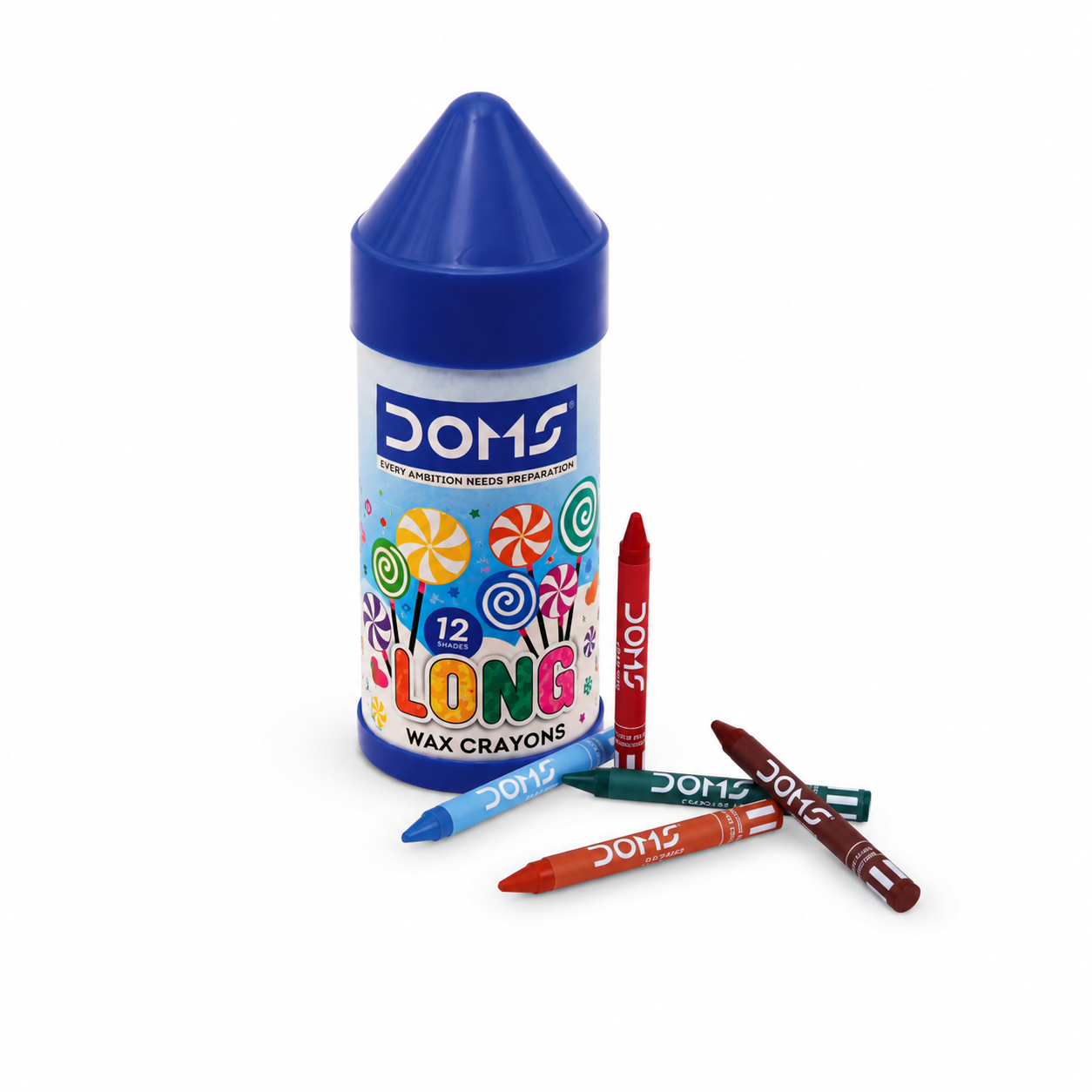 DOMS Long Wax Crayons 12 Shades (Art No. 8739) – Smooth, Vibrant & Long-Lasting Coloring Crayons for Kids