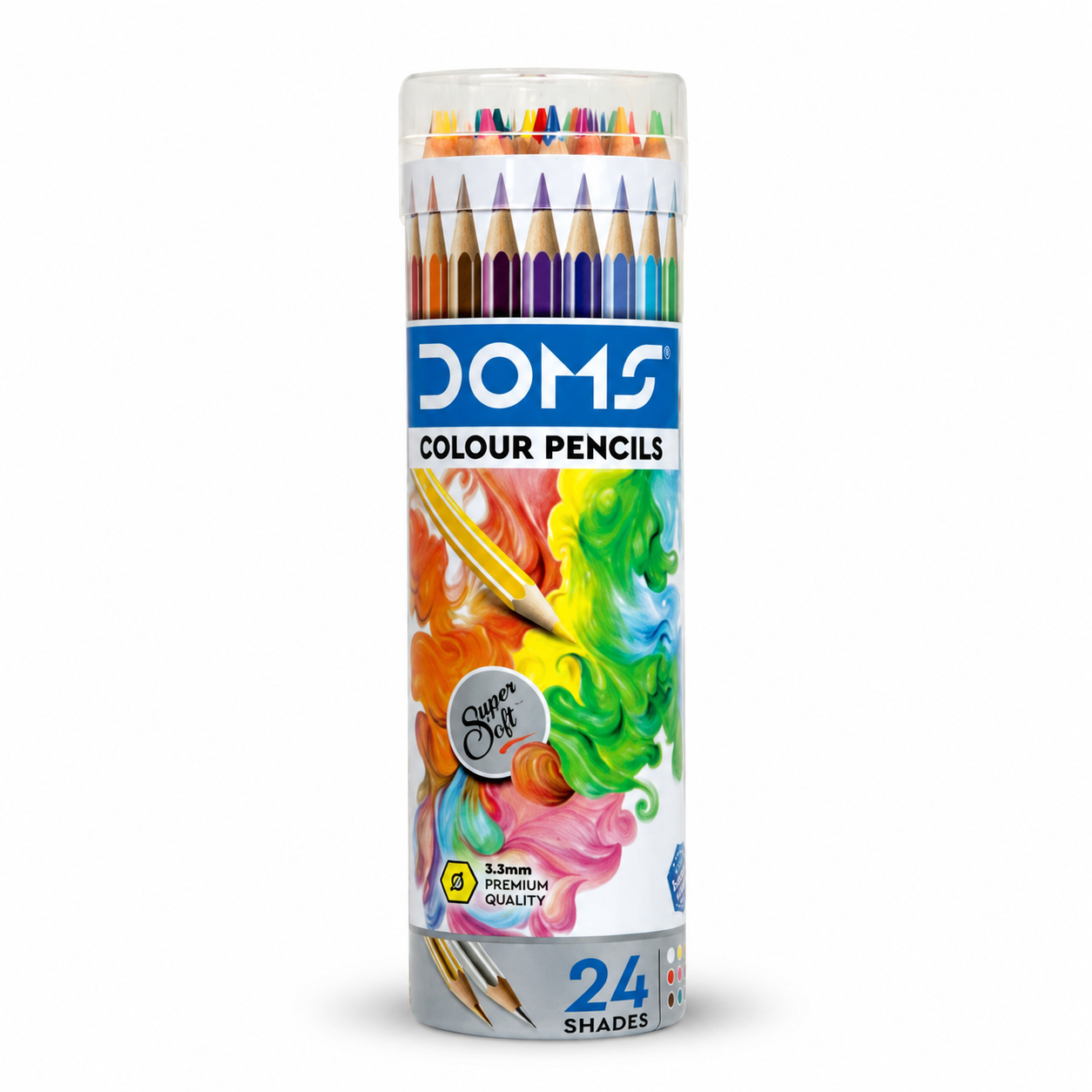 DOMS Colour Pencils Round Tin 24 Shades | Rich Pigments & Smooth Coloring | Premium Quality Colour Pencil Set