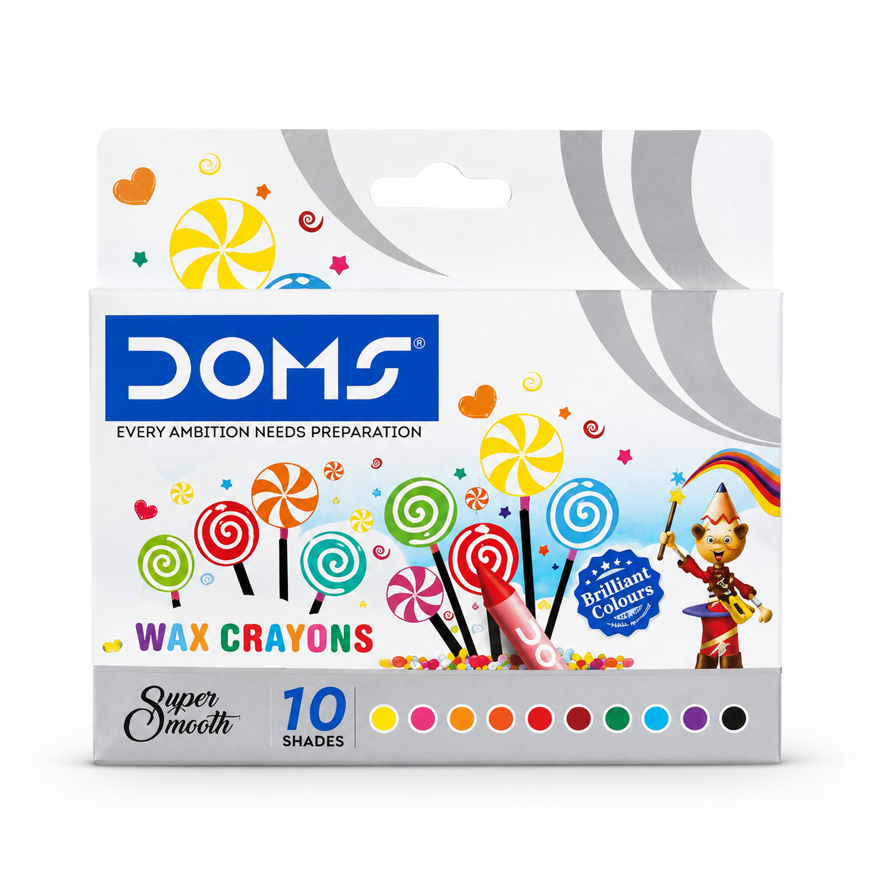 DOMS Wax Crayons 10 Shades | Smooth Coloring Crayons for Kids, School & Art Projects