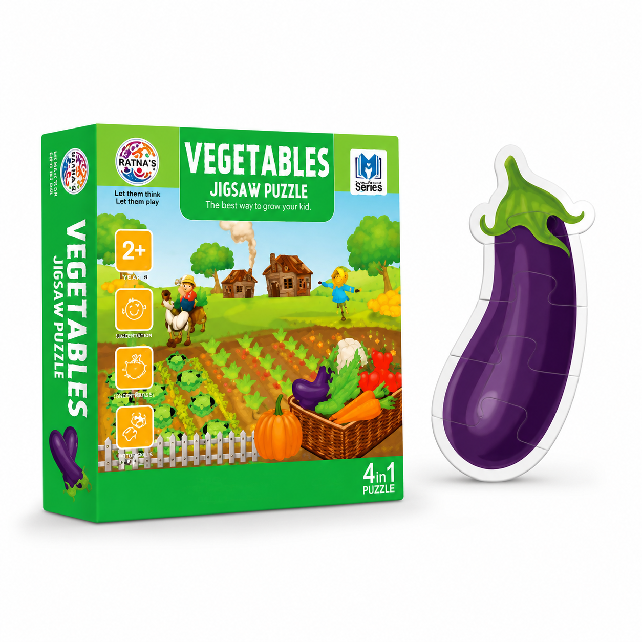 Vegetables Jigsaw Puzzle for Kids 2+ Years – Brinjal Shape Educational Learning Puzzle (5 Pieces)