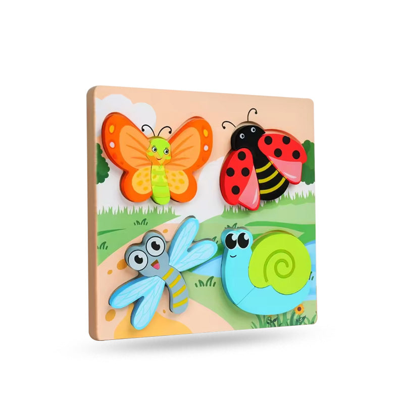 Wooden Animal Puzzles for Toddlers – Educational Toy (1–3 Years)