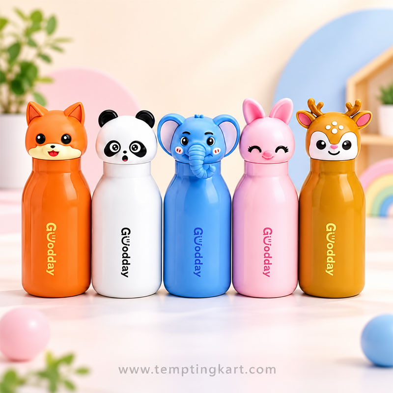 Animal Character Water Bottle for Kids | Colorful Cartoon Drinking Bottle