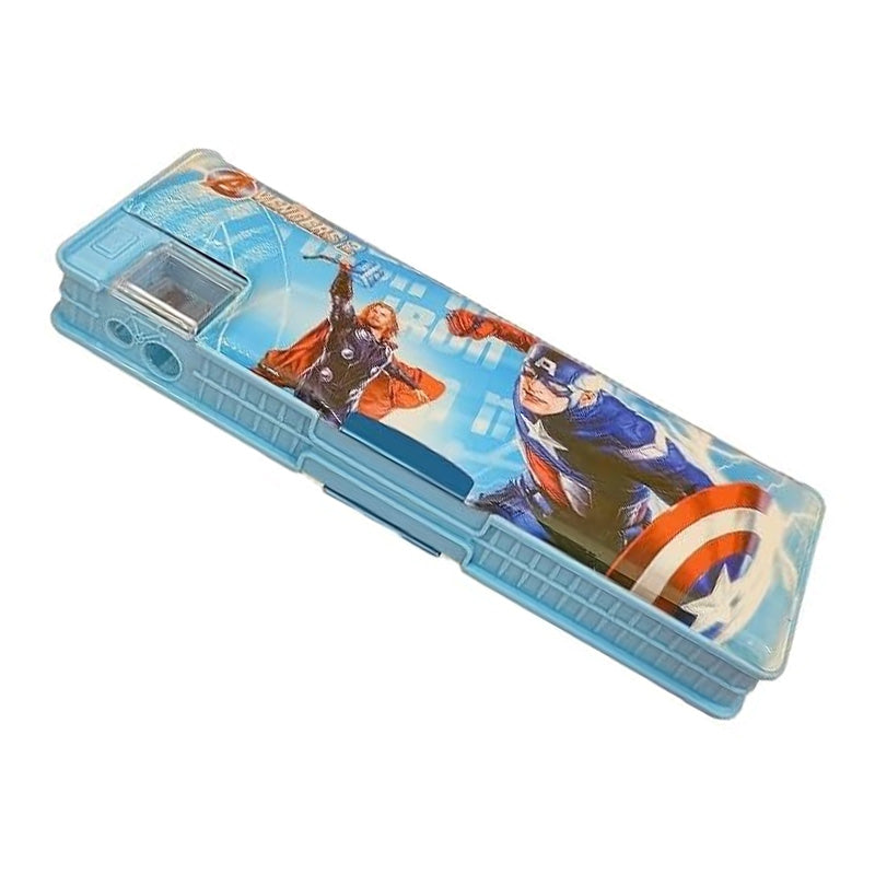 Double Side Pencil Box with Built-in Dual Sharpener – Multi Design