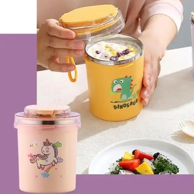 Kids Insulated Soup & Lunch Jar with Spoon and Straw | Stainless Steel Hot & Cold Food Container