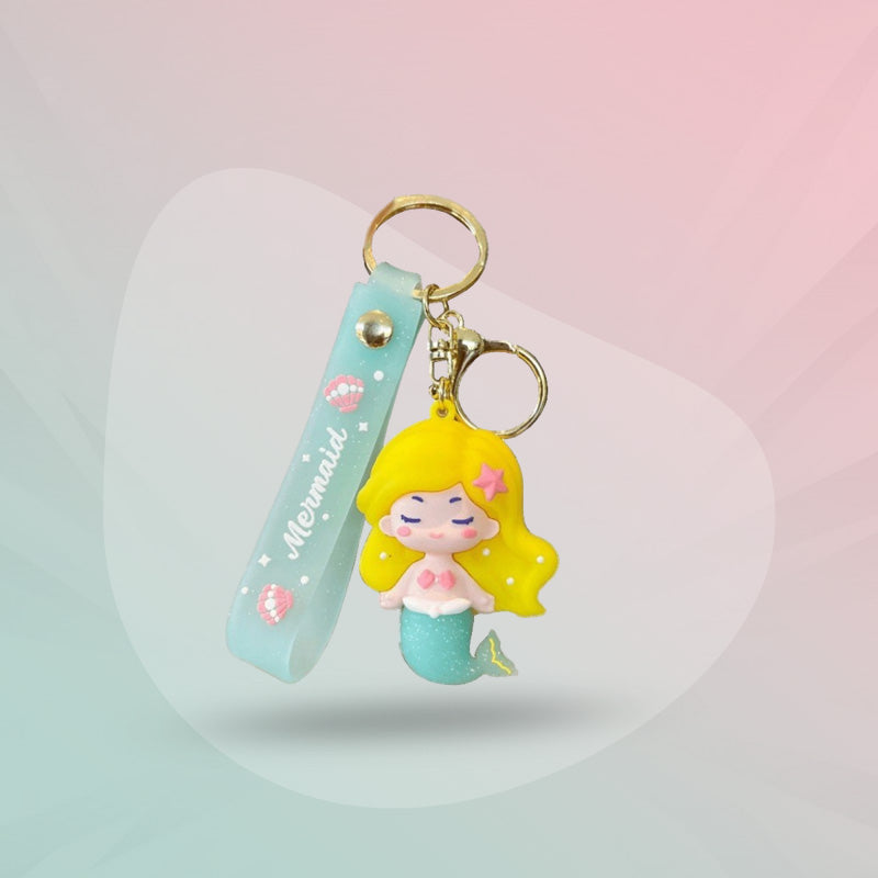 Cartoon Mermaid Key Ring With Band