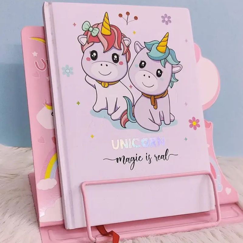 Cartoon Unicorn Metal Book Stand with Foldable Design
