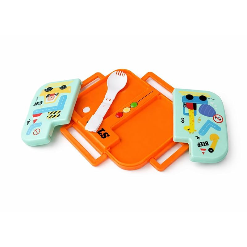 Lunch Box | Car Design 2-Compartment Lunch Box with Stainless Steel Tray & Fork