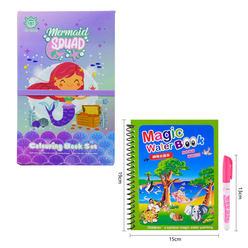 Combo of Colouring Book and Magic Water Book for Kids