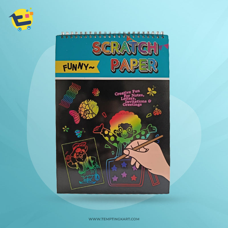 A4 Scratch Note Book with Wooden Pencil for Kids | Scratch Book