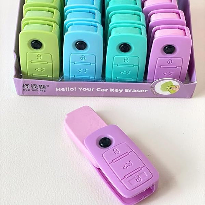 Car Key Shape Eraser for Kids – Cute Stationery Eraser | Birthday & Return Gift
