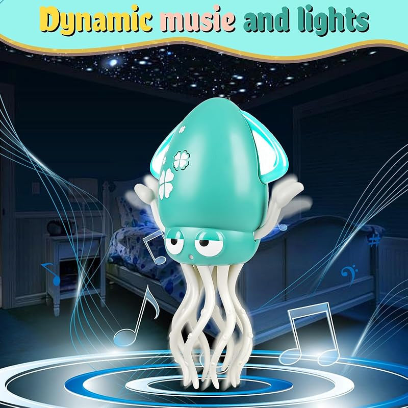 Dancing Jellyfish Octopus Toy – Crawling Tummy Time Toy with Music & LED Lights (Rechargeable)